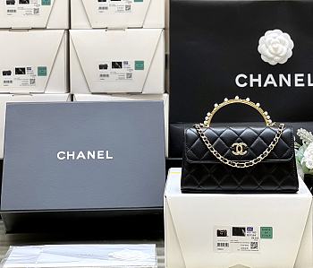 Chanel Kelly Clutch Handle Bag Black Size 18 x 10 x 4.5 cm