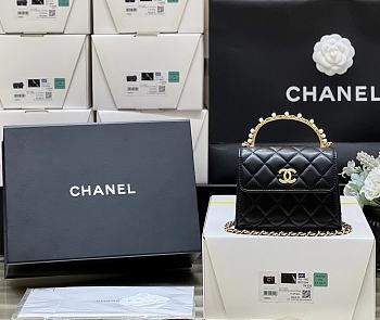 Chanel Kelly Clutch Handle Bag Black Size 12 x 15 x 6 cm