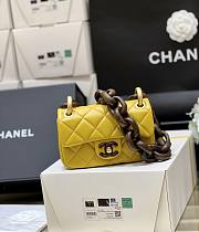 Chanel Wooden Chain Mini Flap Bag Yellow Size 11 x 18 x 7 cm  - 3