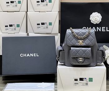 Chanel Backpack Grey AS4399 Size 19.5 x 18 x 10 cm