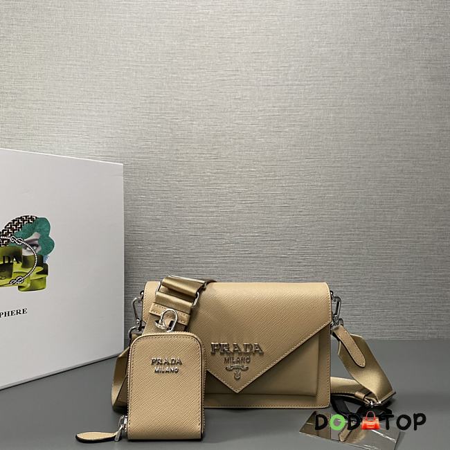 Prada Mini Branded Envelope Bag Beige Size 20 x 12 x 4 cm - 1