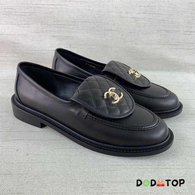 Chanel Black Leather Loafers - 1