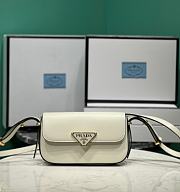 Prada Triangle Flap Leather Shoulder White Bag Size 20.5 x 10.5 x 4 cm - 1
