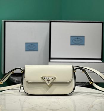 Prada Triangle Flap Leather Shoulder White Bag Size 20.5 x 10.5 x 4 cm