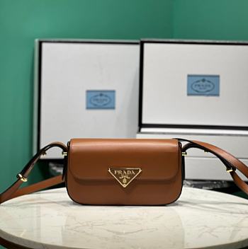 Prada Triangle Flap Leather Shoulder Brown Bag Size 20.5 x 10.5 x 4 cm
