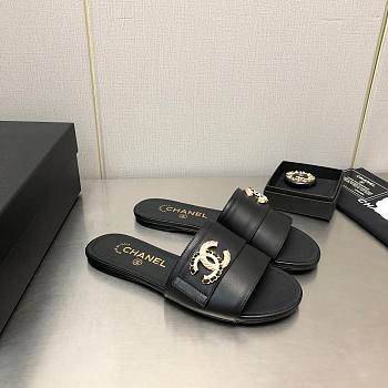 Chanel Toe Leather Slippers Black/Beige/Green/White