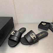 Chanel Toe Leather Slippers Black/Beige/Green/White - 3
