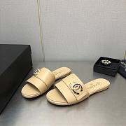 Chanel Toe Leather Slippers Black/Beige/Green/White - 4