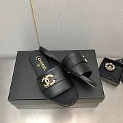 Chanel Toe Leather Slippers Black/Beige/Green/White - 2