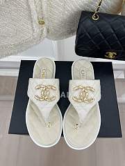 Chanel Flat Sandals Black/White/Beige - 6