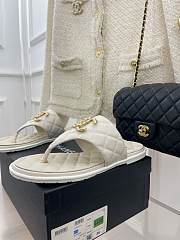 Chanel Flat Sandals Black/White/Beige - 4