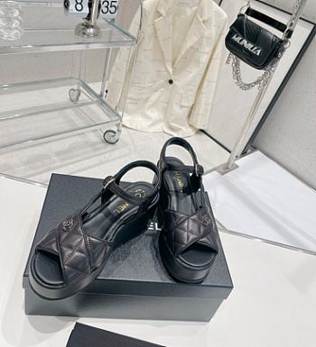 Chanel Sandals Black/White/Beige 