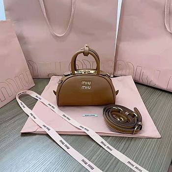 Miu Miu Mini Leather Top Handle Bag Brown Size 11.5 x 18 x 8 cm