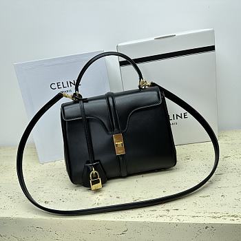Celine Small 16 Bag in Natural Calfskin Black Size 23 x 19 x 10.5 cm