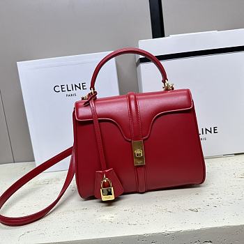 Celine Small 16 Bag in Natural Calfskin Red Size 23 x 19 x 10.5 cm