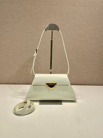 Prada Logo Triangle Medium Handbag White Size 28.5 x 14 x 7 cm