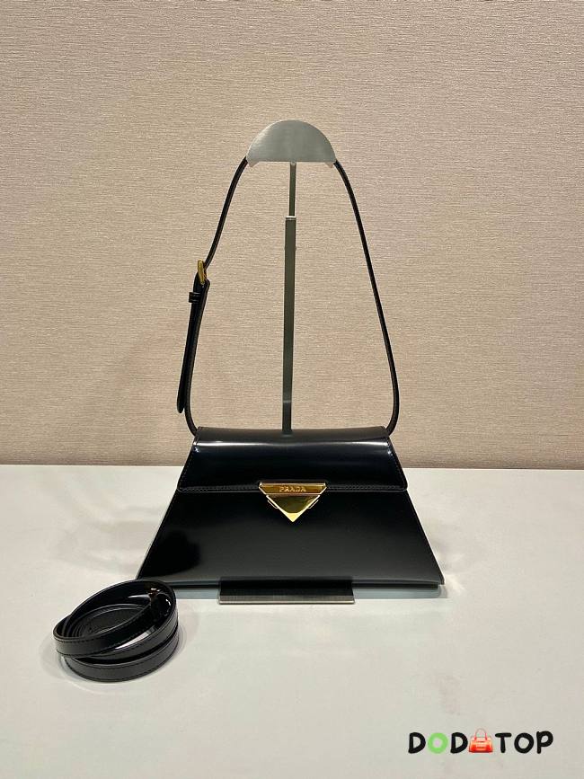 Prada Logo Triangle Medium Handbag Black Size 28.5 x 14 x 7 cm - 1