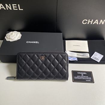 Chanel Long Zipper Wallet Black Size 10.5 x 19 x 3 cm 