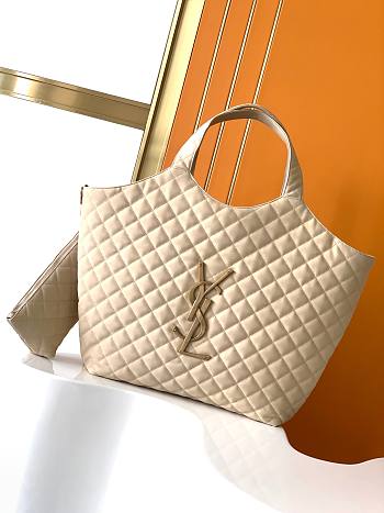 YSL Icare Maxi Shopping Bag Beige Size 38 x 58 x 43 cm
