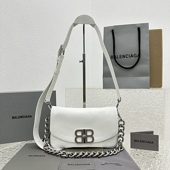 Balenciaga BB Soft Flap Bag Leather White Size 23 cm