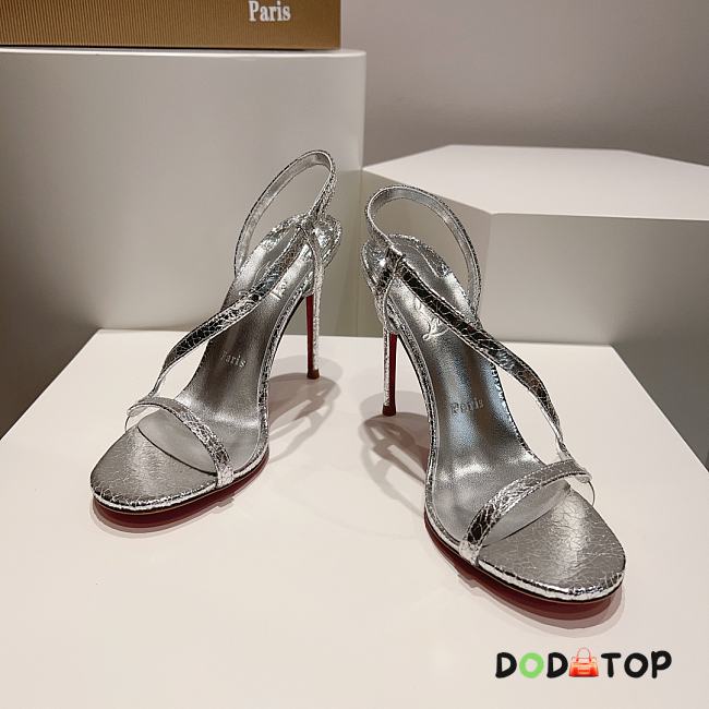 Christian Louboutin Rosalie 100 Leather Sandals Silver - 1