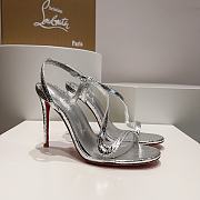 Christian Louboutin Rosalie 100 Leather Sandals Silver - 6