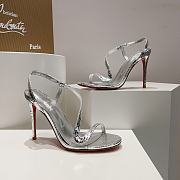 Christian Louboutin Rosalie 100 Leather Sandals Silver - 5