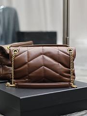 YSL Loulou Puffer Brown Gold Hardware Bag Size 29 x 17 x 11 cm - 5