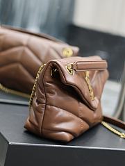 YSL Loulou Puffer Brown Gold Hardware Bag Size 29 x 17 x 11 cm - 3