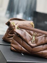 YSL Loulou Puffer Brown Gold Hardware Bag Size 29 x 17 x 11 cm - 4