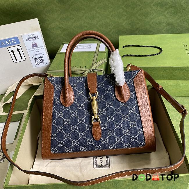 Gucci Jackie 1961 Medium Tote Bag Denim Size 30 x 24 x 12 cm - 1