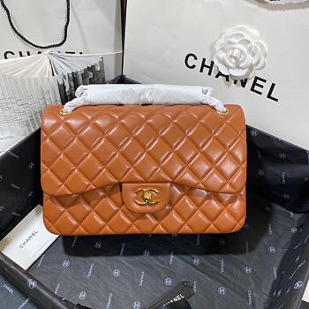 Chanel Flap Bag Jumbo Lambskin Brown Silver/Gold Hardware Size 30 cm