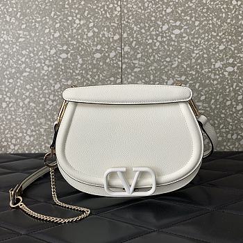 Valentino Garavani Small Vsling Grainy Calfskin Handbag White Size 22 x 15 x 5 cm