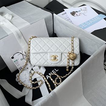 Chanel Mini Flap Bag Global Chain White Size 20 cm