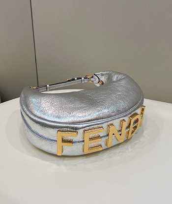 Fendi Fendigraphy Medium Silver Bag Size 36 x 30 x 11 cm