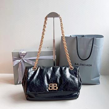Balenciaga Monaco Small Chain Bag In Black Size 27.9 x 18 x 9.9 cm