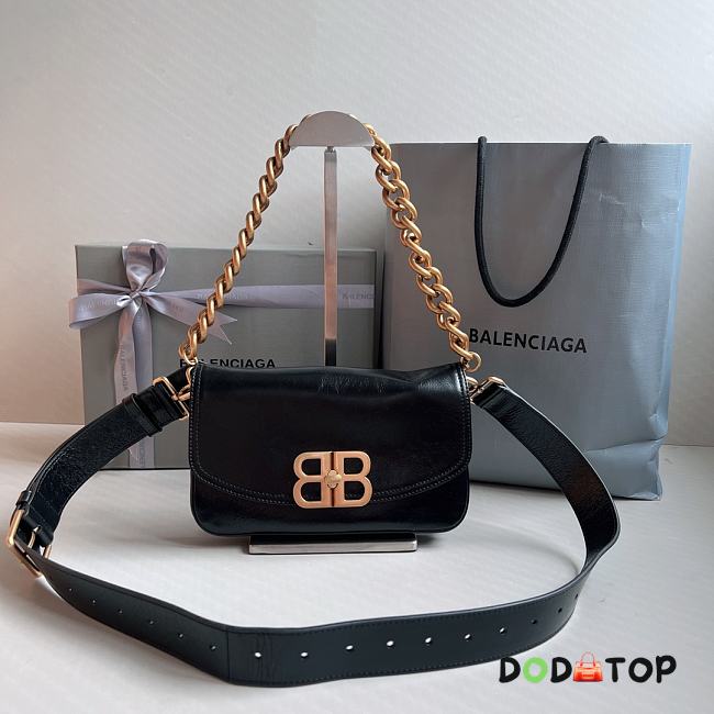 Balenciaga White BB Soft Small Flap Shoulder Bag Black Size 23.5 x 14 cm - 1