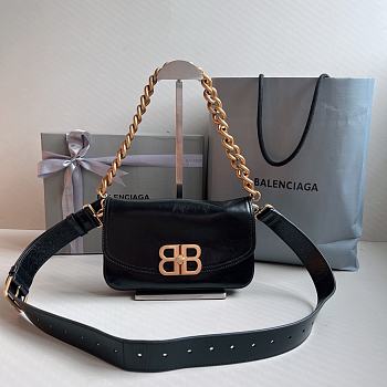 Balenciaga White BB Soft Small Flap Shoulder Bag Black Size 23.5 x 14 cm