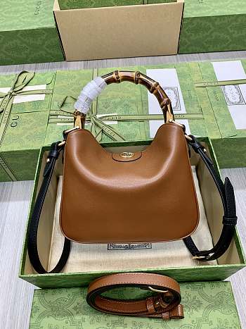 Gucci Brown Diana Small Leather Tote Bag Size 24 cm