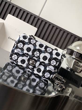 Chanel Mini CF Camellia Sequin Evening Bag Size 22 x 14 x 7 cm
