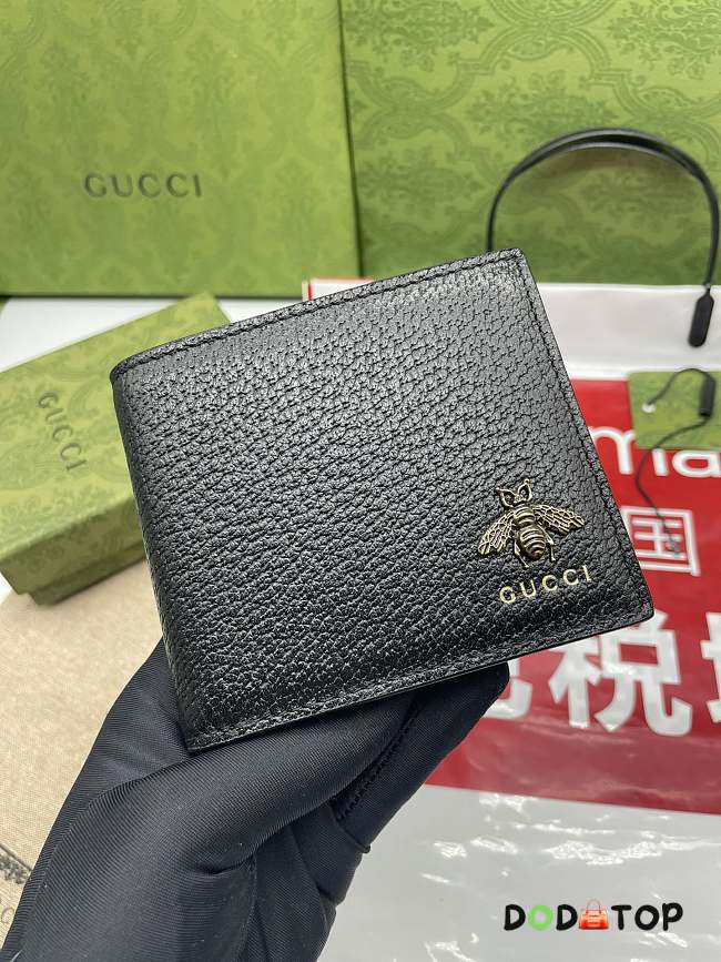 Gucci Black Animalier Leather Zip Around Wallet Size 10.5 x 9.5 cm - 1
