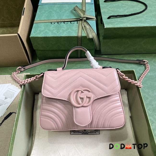 Gucci GG Marmont Mini Top Handle Shoulder Bag Pink Size 15.5 x 21 x 8 cm - 1