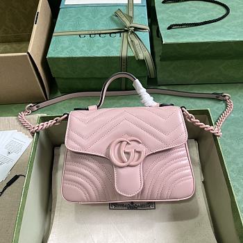Gucci GG Marmont Mini Top Handle Shoulder Bag Pink Size 15.5 x 21 x 8 cm