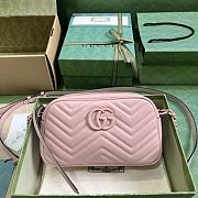 Gucci Pink Leather GG Marmont Small Matelassé Shoulder Bag Size 24 x 13 x 7 cm - 1