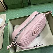 Gucci Pink Leather GG Marmont Small Matelassé Shoulder Bag Size 24 x 13 x 7 cm - 5