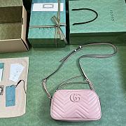 Gucci Pink Leather GG Marmont Small Matelassé Shoulder Bag Size 24 x 13 x 7 cm - 3