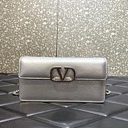 Valentino Garavani Small Leather Chain Wallet Silver Size 20 x 5.5 x 10 cm - 1