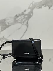 Prada Logo-Stamp Brushed Leather Bag Black Size 18 x 12.5 x 2.5 cm - 1