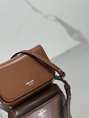 Prada Logo-Stamp Brushed Leather Bag Brown Size 18 x 12.5 x 2.5 cm - 5