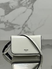 Prada Logo-Stamp Brushed Leather Bag White Size 18 x 12.5 x 2.5 cm - 1